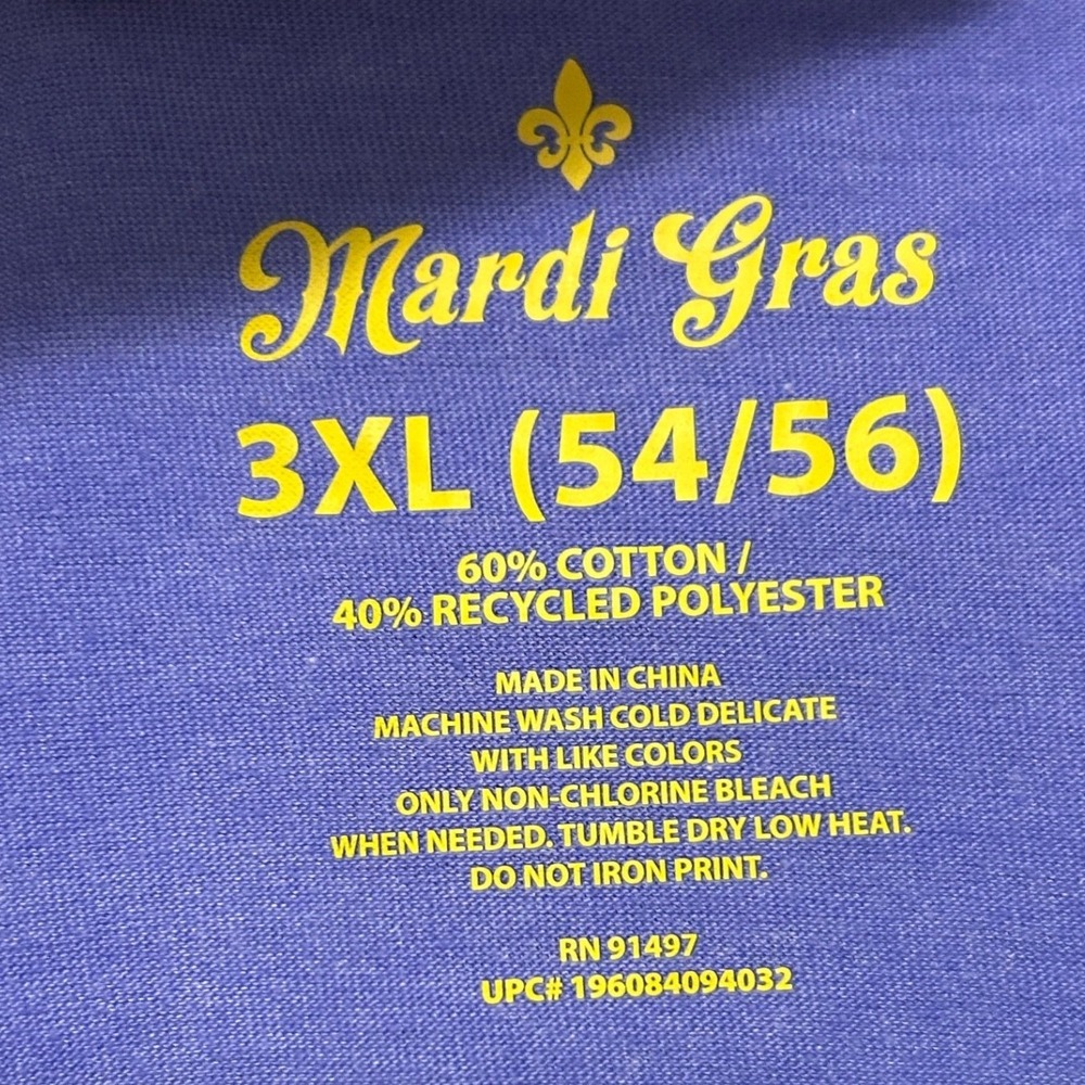 Mardi Gras Graphic T-Shirt Mens 3XL Purple Let The Good Times Roll Fat Tuesday - Picture 3 of 5
